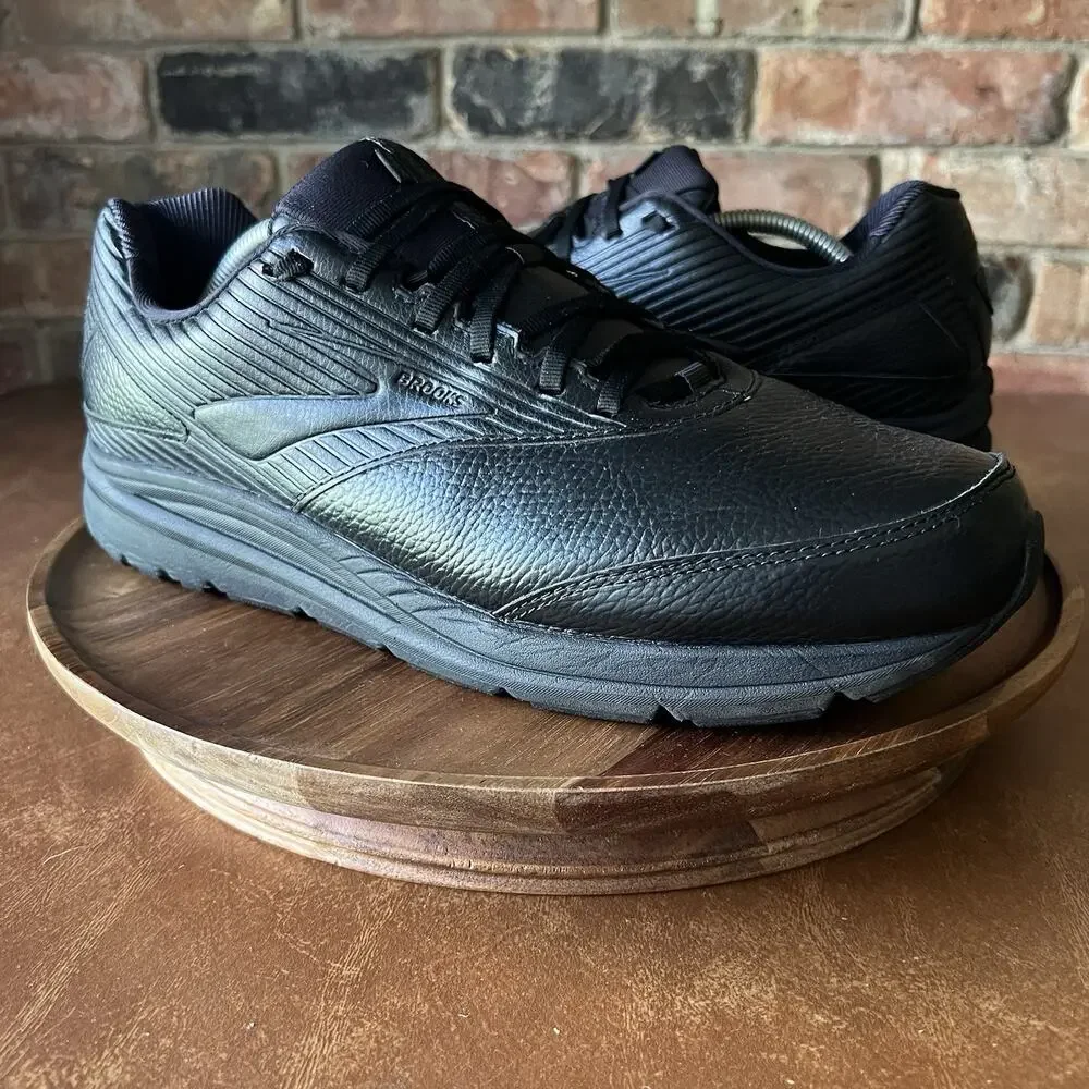 Brooks Addiction Walker 2 Black Leather Walking Shoes Sneakers Men's 12.5 2E